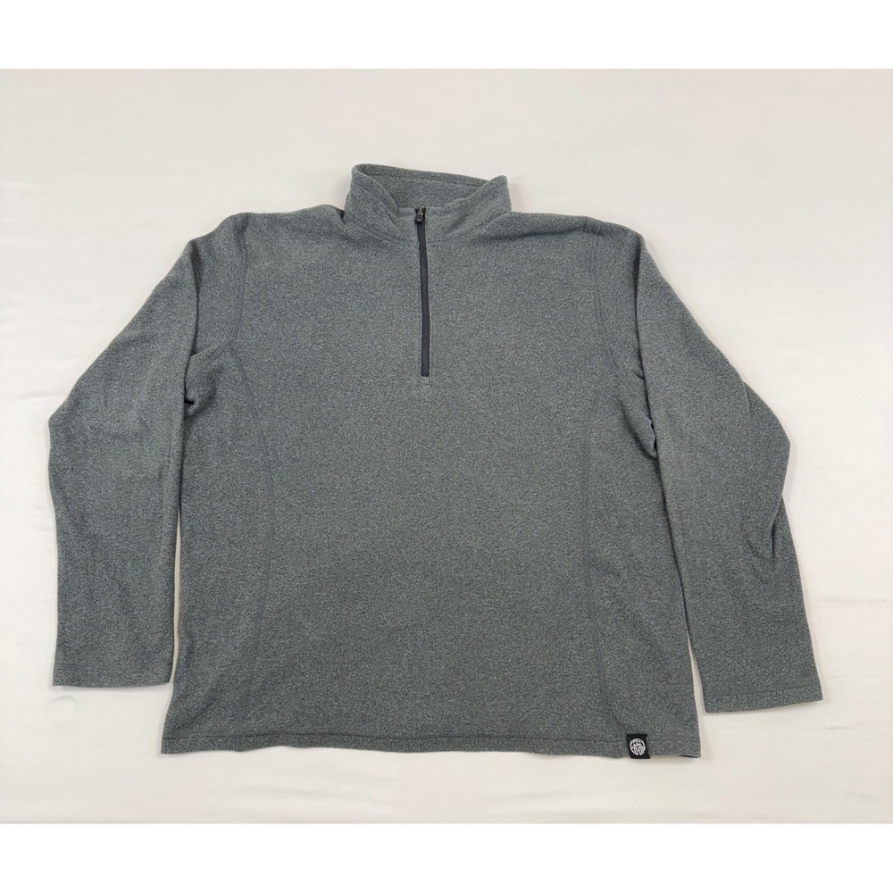 REI‎ Co-op Mens Base Layer Quarter Zip Fleece Pullover Gray Heathered Size Large